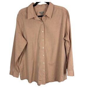 J.Jill Stylish Tan Button-Up Shirt Size Large